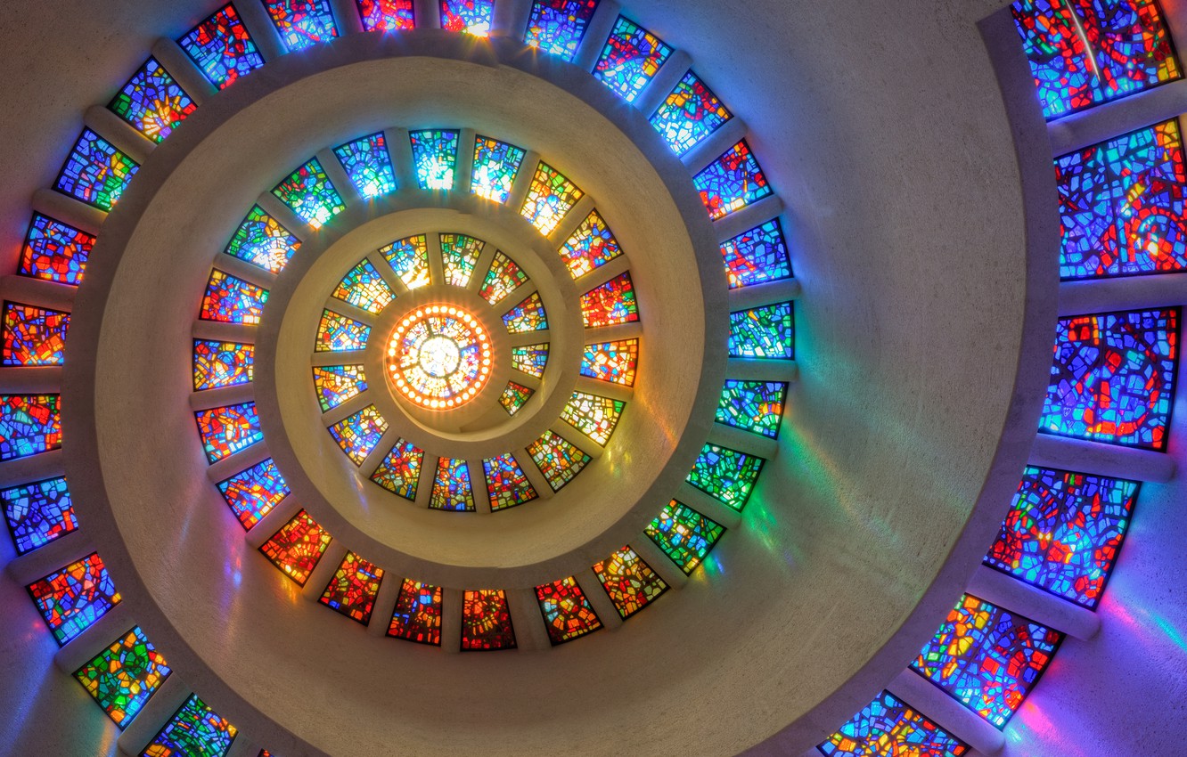Photo Wallpaper Colorful, Window, Texas, Dallas, Spiral, - Glory Window Thanksgiving Chapel - HD Wallpaper 