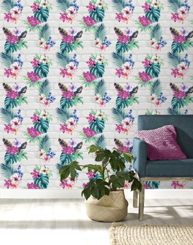Ava Marika Moody Floral Wallpaper, From £85, Woodchip Accessorize