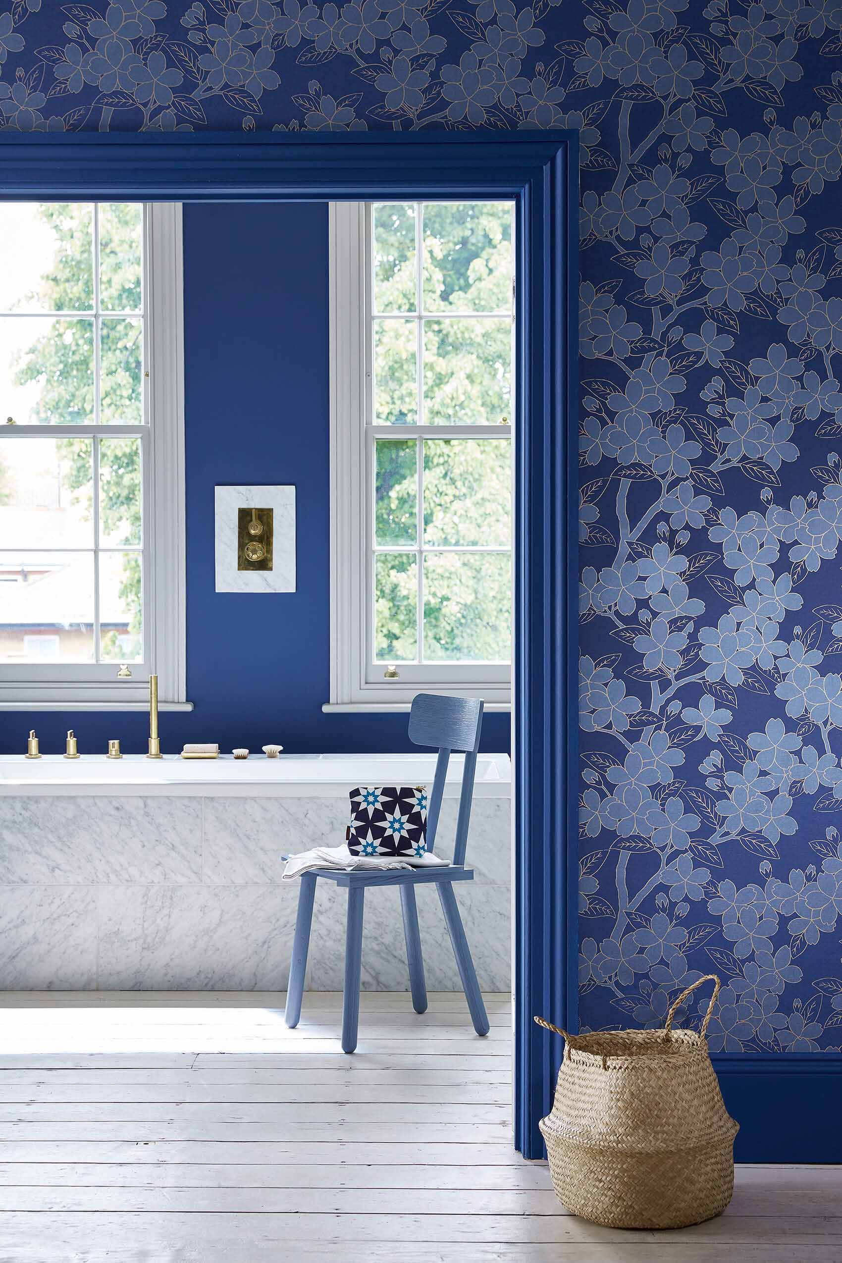 Little Greene Camellia Wallpaper - Little Greene Blue - HD Wallpaper 
