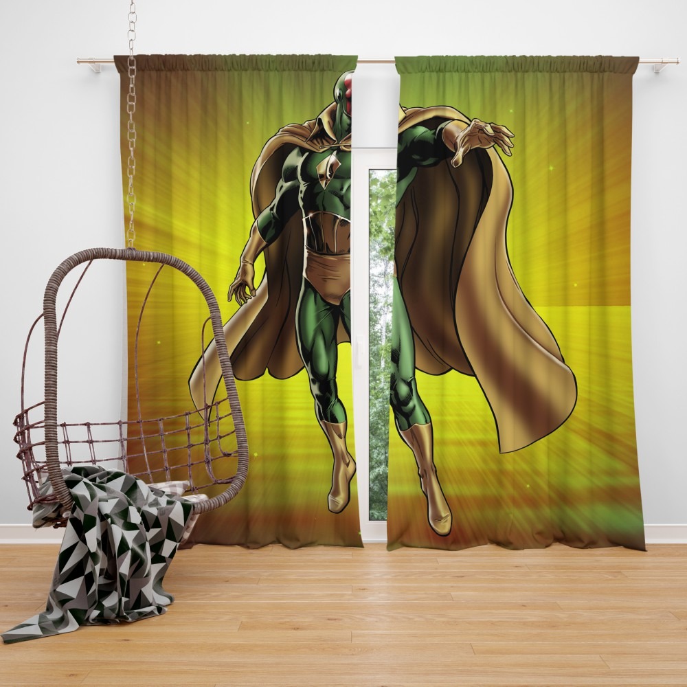 Vision Marvel Comics Avengers Ai Bedroom Window Curtain - Vegeta Curtains - HD Wallpaper 