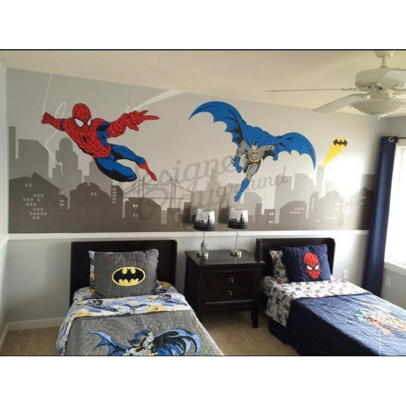 Spiderman Wallpaper For Bedroom - Batman And Spiderman Bedrooms - HD Wallpaper 