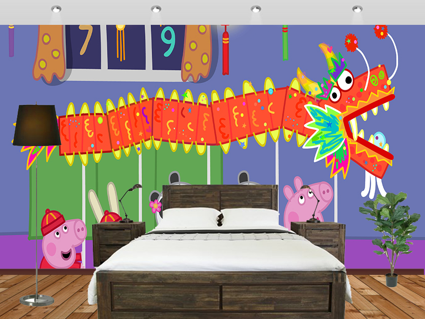 Peppa Pig Chinese Dragon Bed Room - Chinese New Year Peppa Pig - HD Wallpaper 