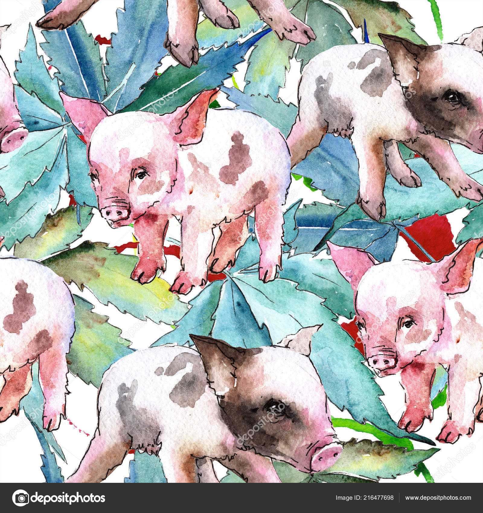 Pig Watercolor Background - HD Wallpaper 