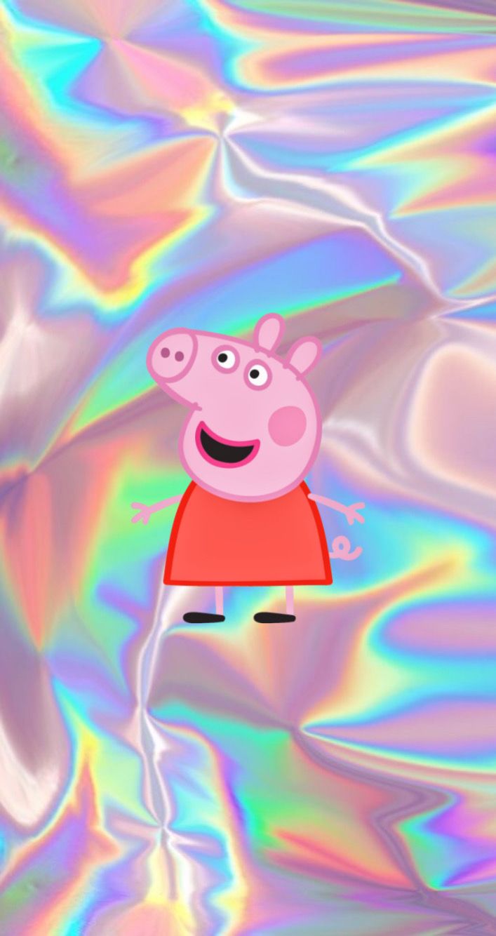#peppa #pig #holographic #holo #background #wallpaper - Aesthetic Peppa Pig - HD Wallpaper 