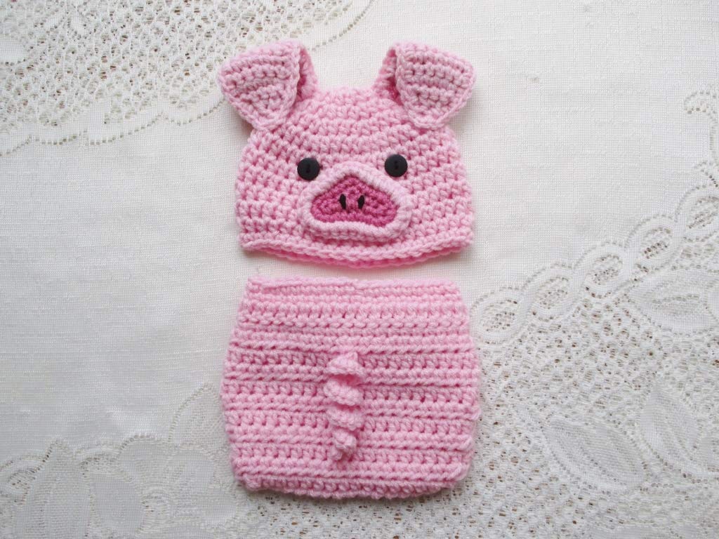Newborn Crochet Pig Diaper Cover And Hat Pattern - HD Wallpaper 