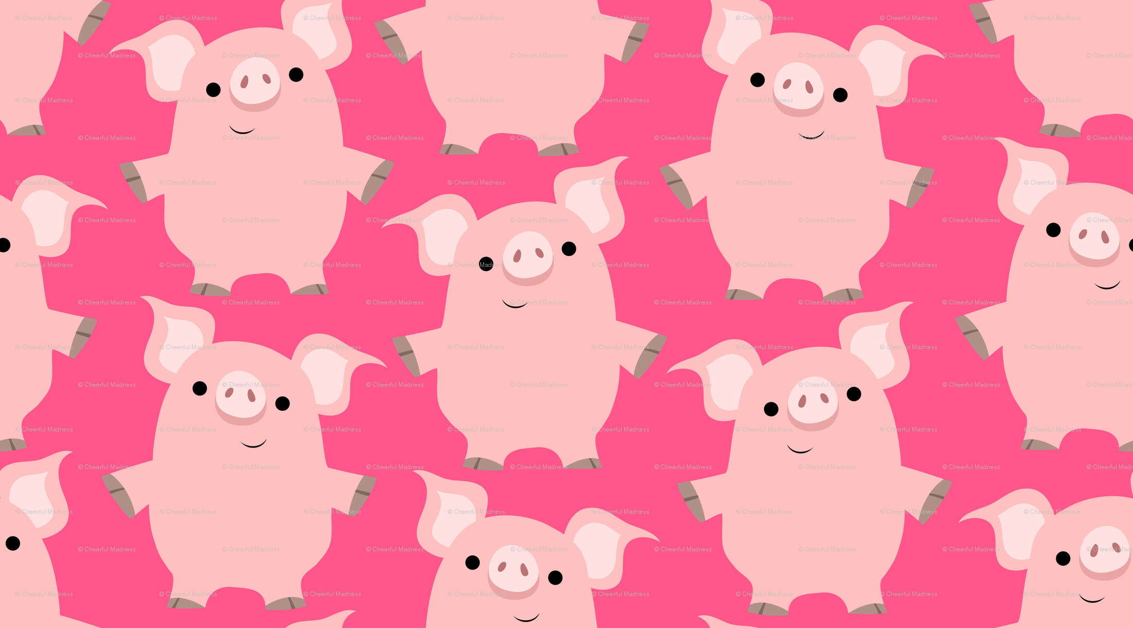 Cute Friendly Cartoon Pigs By Cheerful Madness Wallpaper - Pig Wallpaper Cartoon - HD Wallpaper 