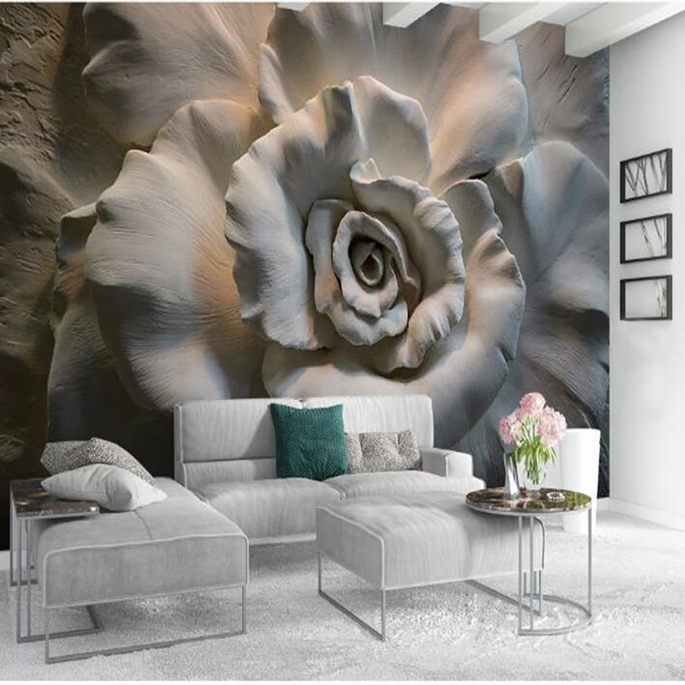 Outfit Mud Sculpture Flower Wallpaper Wall Sticker - Realistic 3d Art - HD Wallpaper 