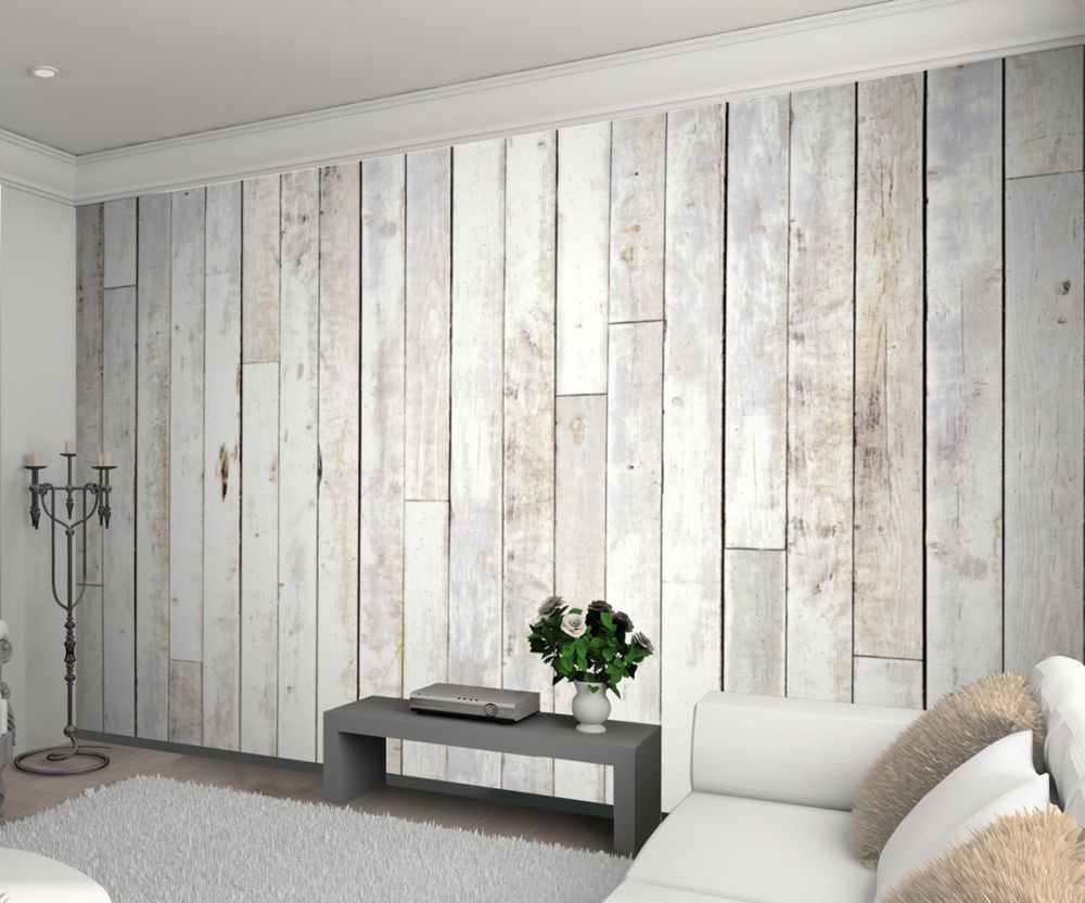 Whitewash Wood Wallpaper Mural - Wood Effect Wallpaper Living Room - HD Wallpaper 