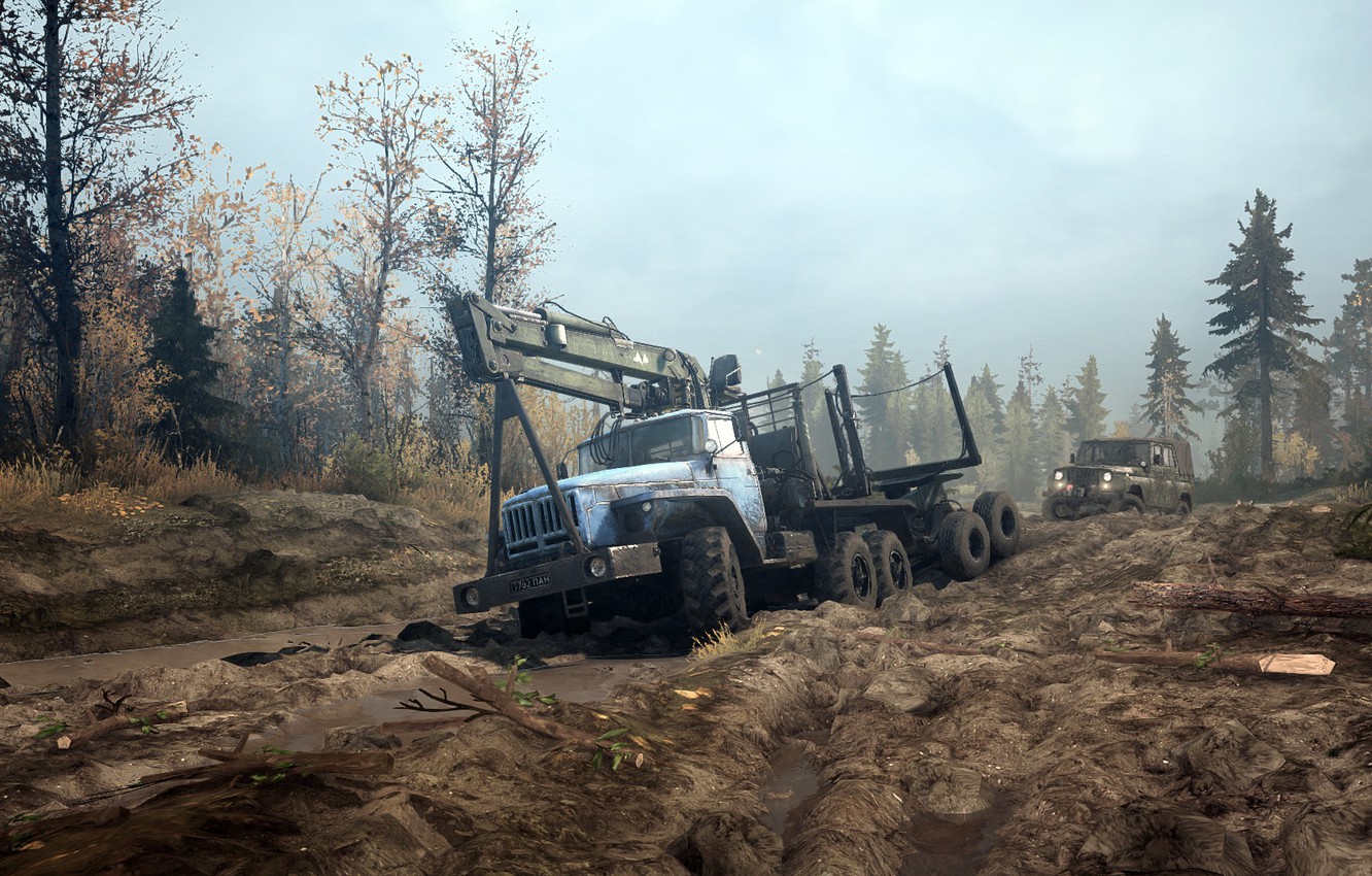 Photo Wallpaper Dirt, Puddles, Uaz, Ural, Siberia, - Spintires Mud Runner - HD Wallpaper 