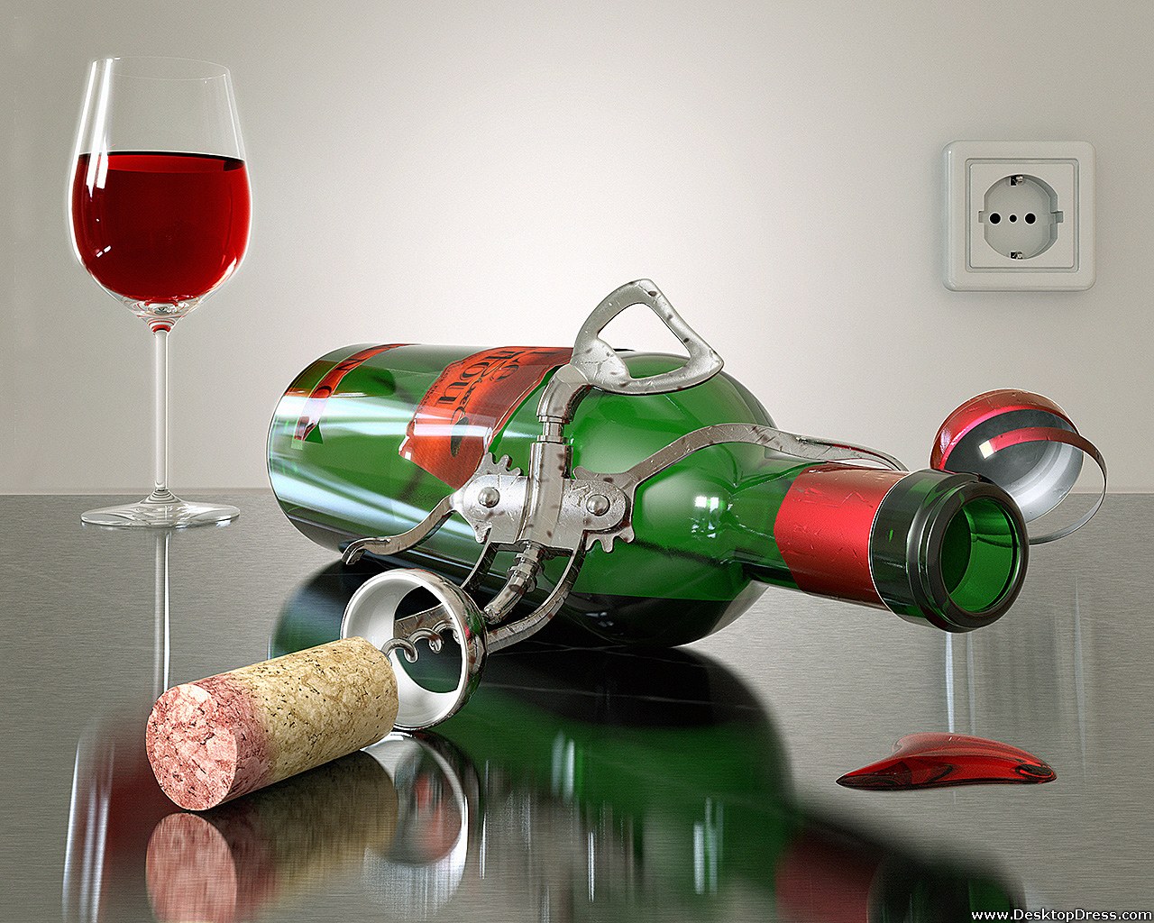 Red Wine In Green Bottle - Andre Kutscherauer - HD Wallpaper 