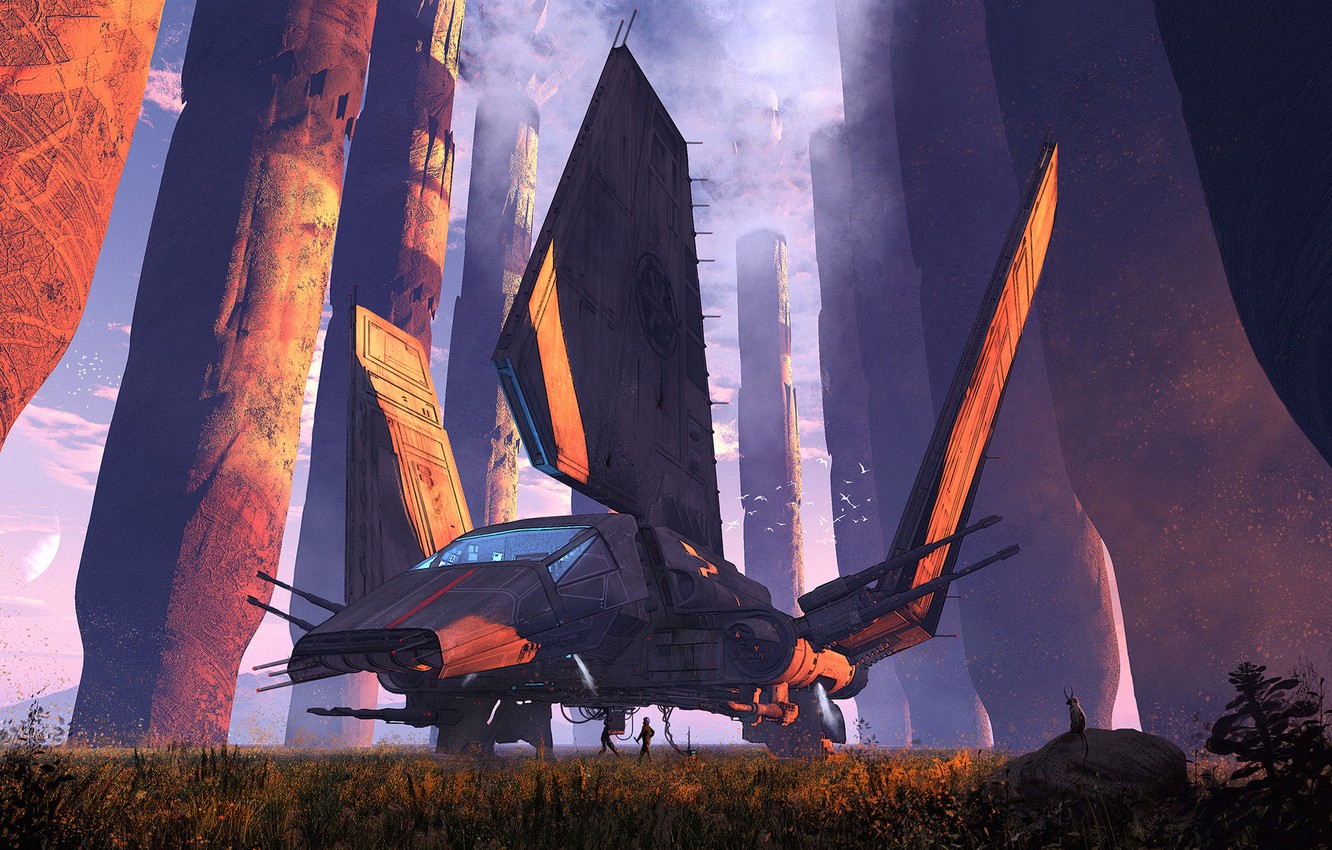 Photo Wallpaper Star Wars, Fantasy, Art, Shuttle, Shuttle, - Star Wars Lambda Shuttle Art - HD Wallpaper 