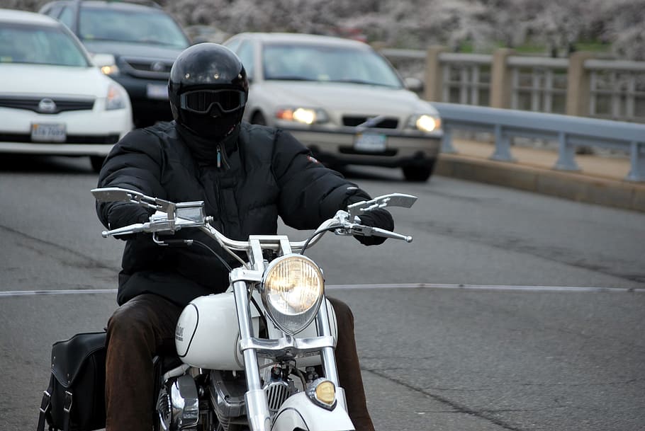Man Riding On Cruiser Motorcycle On The Street, Motorcycle, - Motorcycle Rider Car - HD Wallpaper 