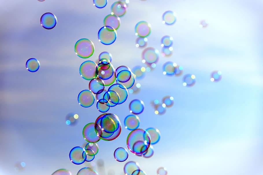 Soap Bubbles, Blow, Ball, Colorful, Sky, Play, Farbenspiel, - Bubble Sabun - HD Wallpaper 