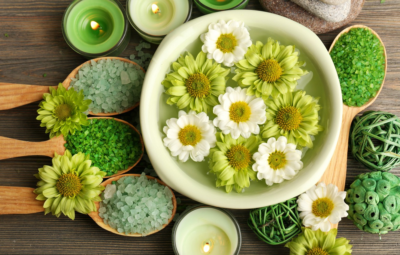 Photo Wallpaper Flowers, Candles, Relax, Flowers, Spa, - Relaxing Wallpaper Spa - HD Wallpaper 