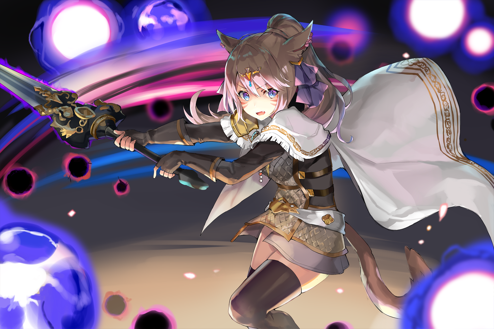 Final Fantasy 14 Miqo Te Ponytail - HD Wallpaper 