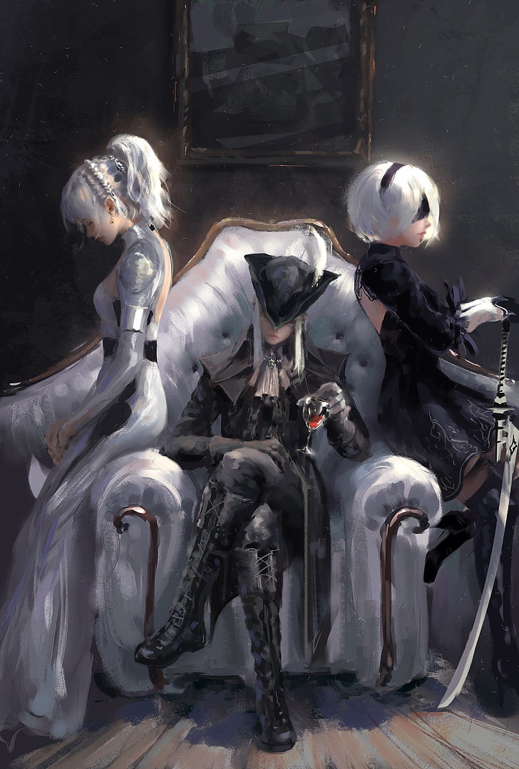 Wlop, Luna , Lady Maria, 2b (nier - Lady Maria Bloodborne Phone - HD Wallpaper 