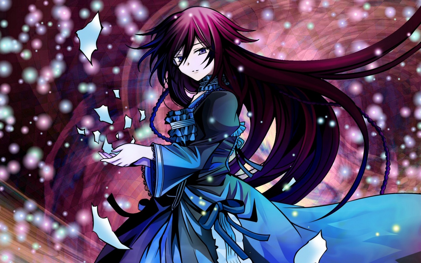 Wallpaper Girl, Brunette, Dress, Scraps, Snow, View - Anime Girl Red Hair Dress - HD Wallpaper 