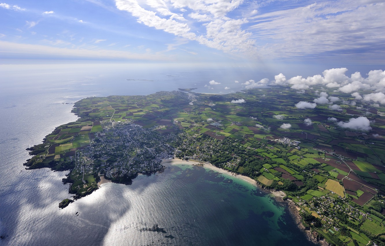 Photo Wallpaper Sea, The Sky, Clouds, The Ocean, Earth, - Plougonvelin France - HD Wallpaper 
