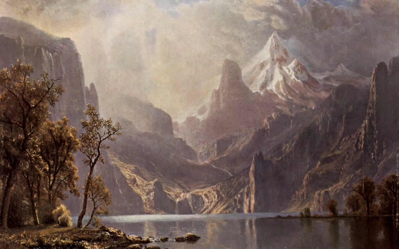 World Famous Paintings / Fine Art Painting Wallpaper - Lake Tahoe Albert Bierstadt - HD Wallpaper 
