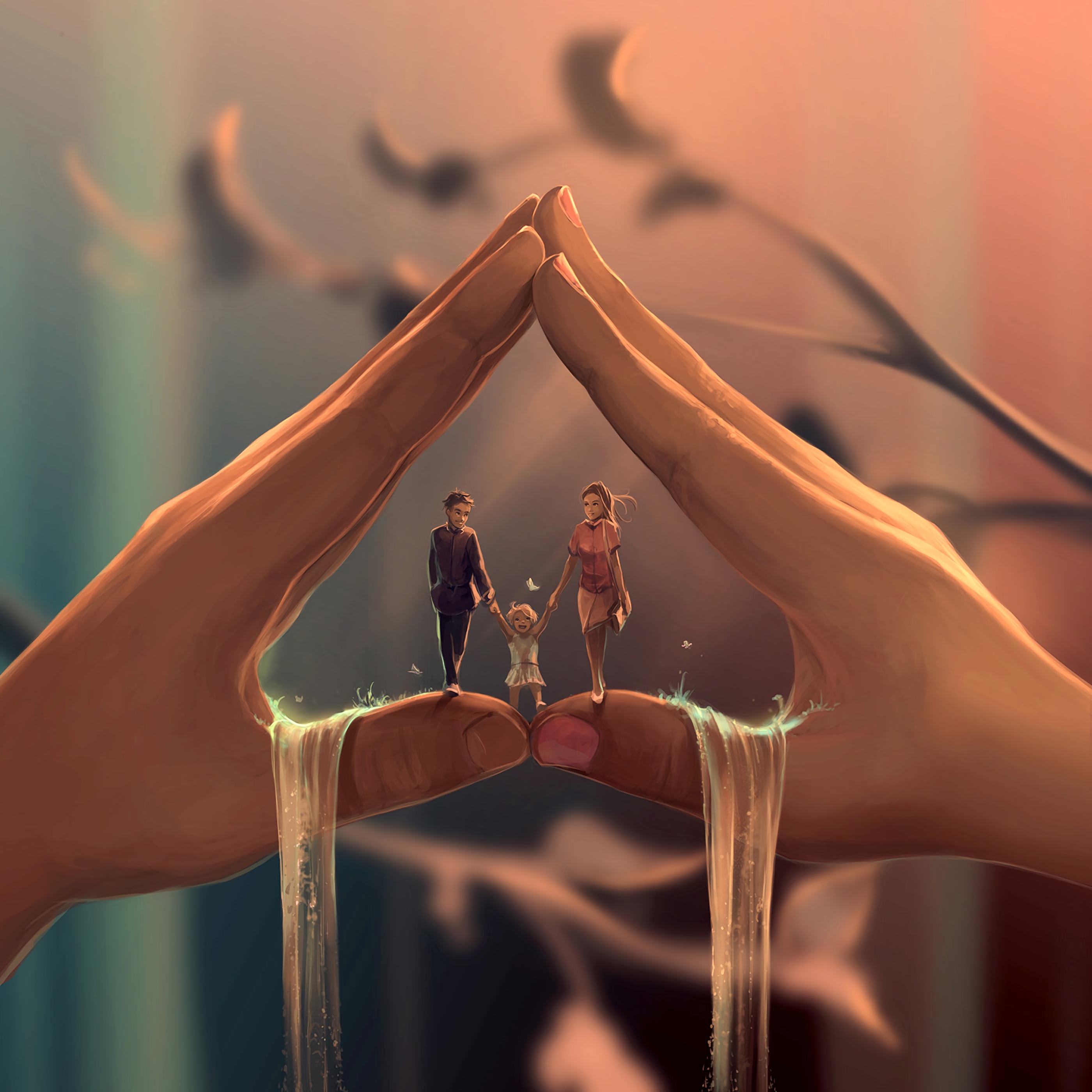 Wallpaper Family, Parents, Child, Happiness, Love, - Cyril Rolando Art - HD Wallpaper 