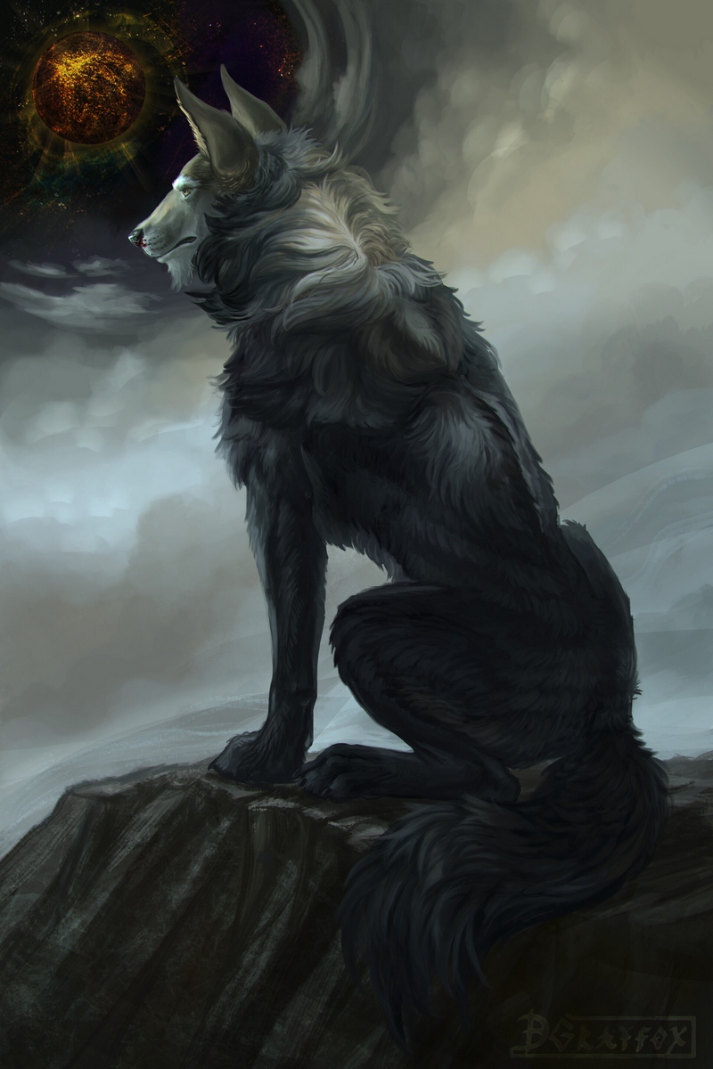 Wallpaper Wolf, Art, Fantasy, Predator, Beast - Galaxy Mythical Wolf Art - HD Wallpaper 