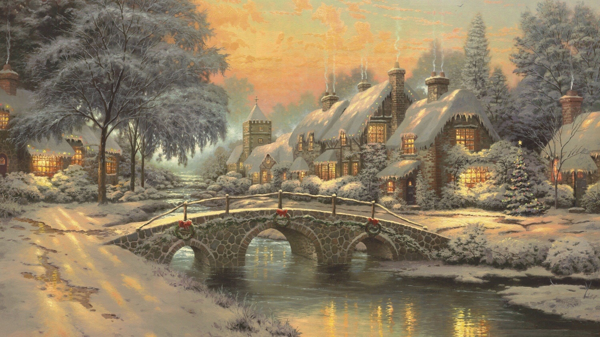 Famous Art Desktop Wallpaper - Christmas Painting - HD Wallpaper 