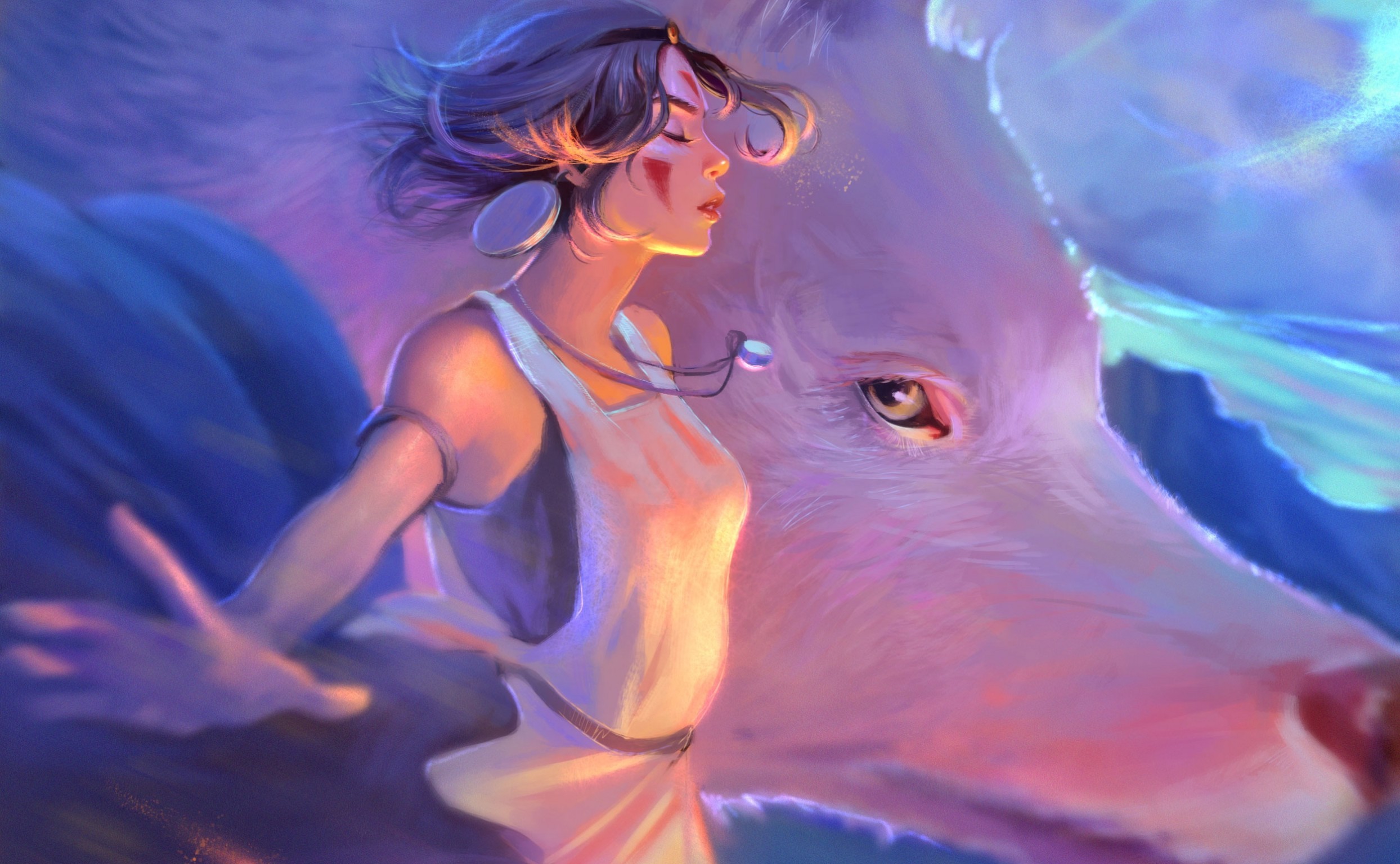 Mononoke Hime, San, Moro, Princess Mononoke, Wolf, - Princess Mononoke Fanart - HD Wallpaper 