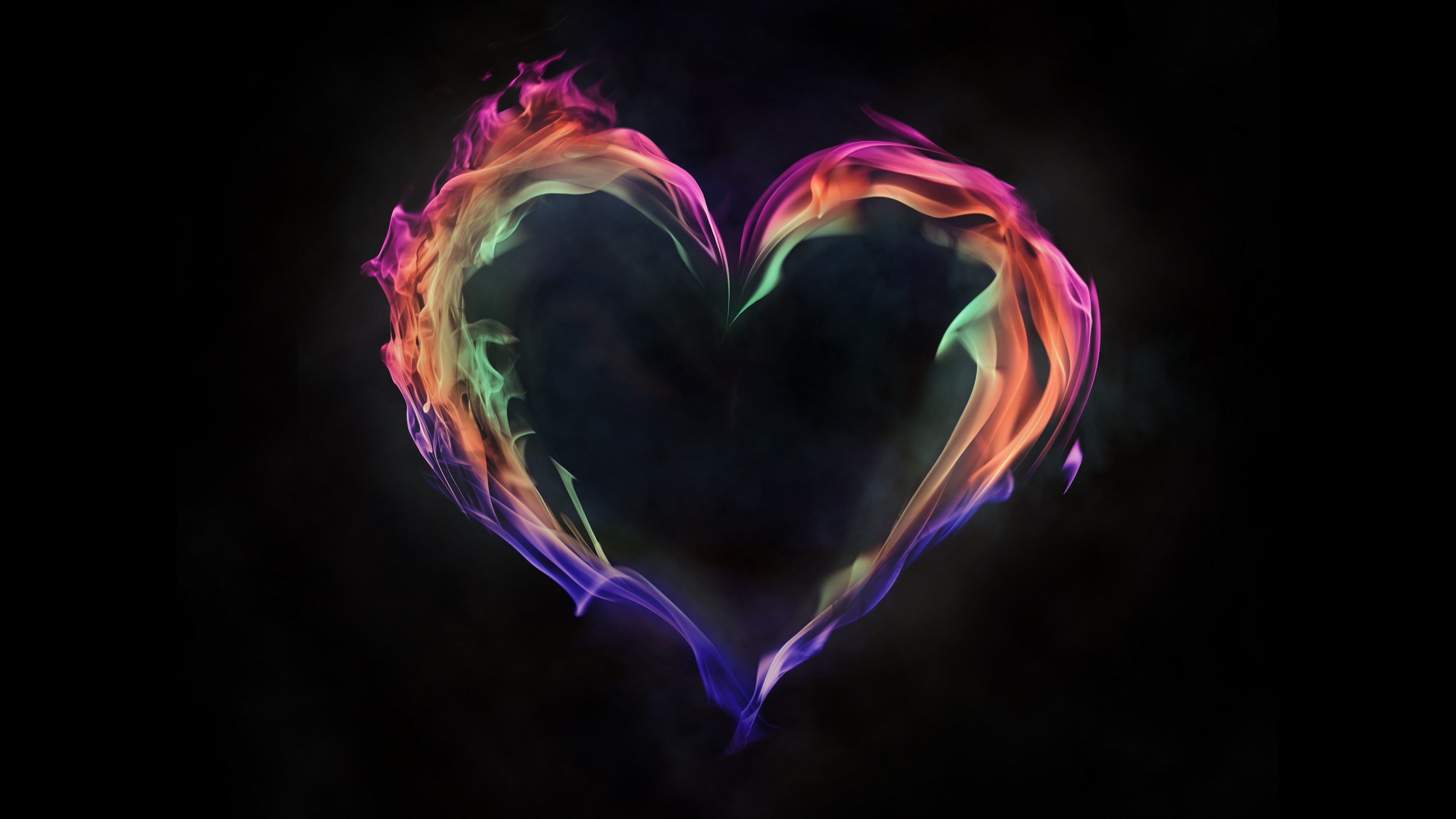 Flame Artistic Heart Love 5k - Heart Wallpaper Love With Black Background - HD Wallpaper 