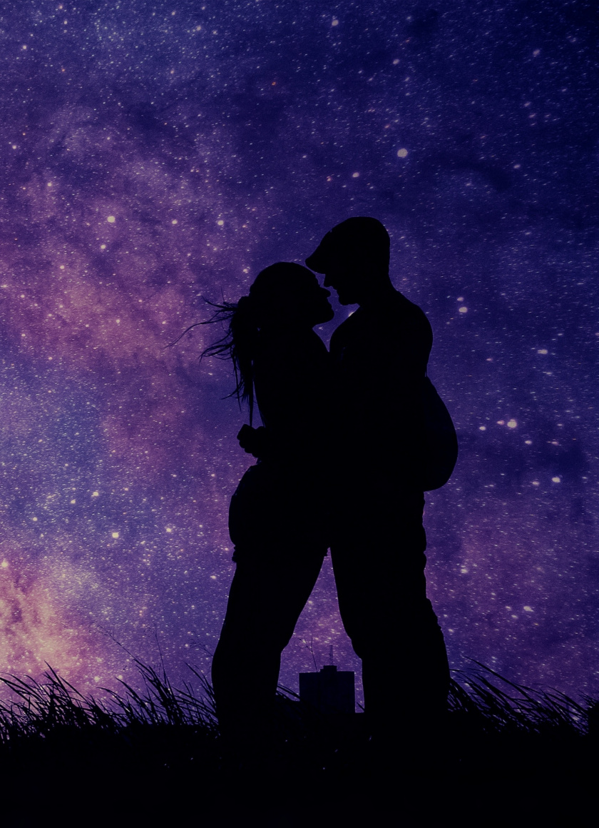 Couple, Romantic Night, Love, Silhouette, Art, Wallpaper - Galaxy Couple Love - HD Wallpaper 