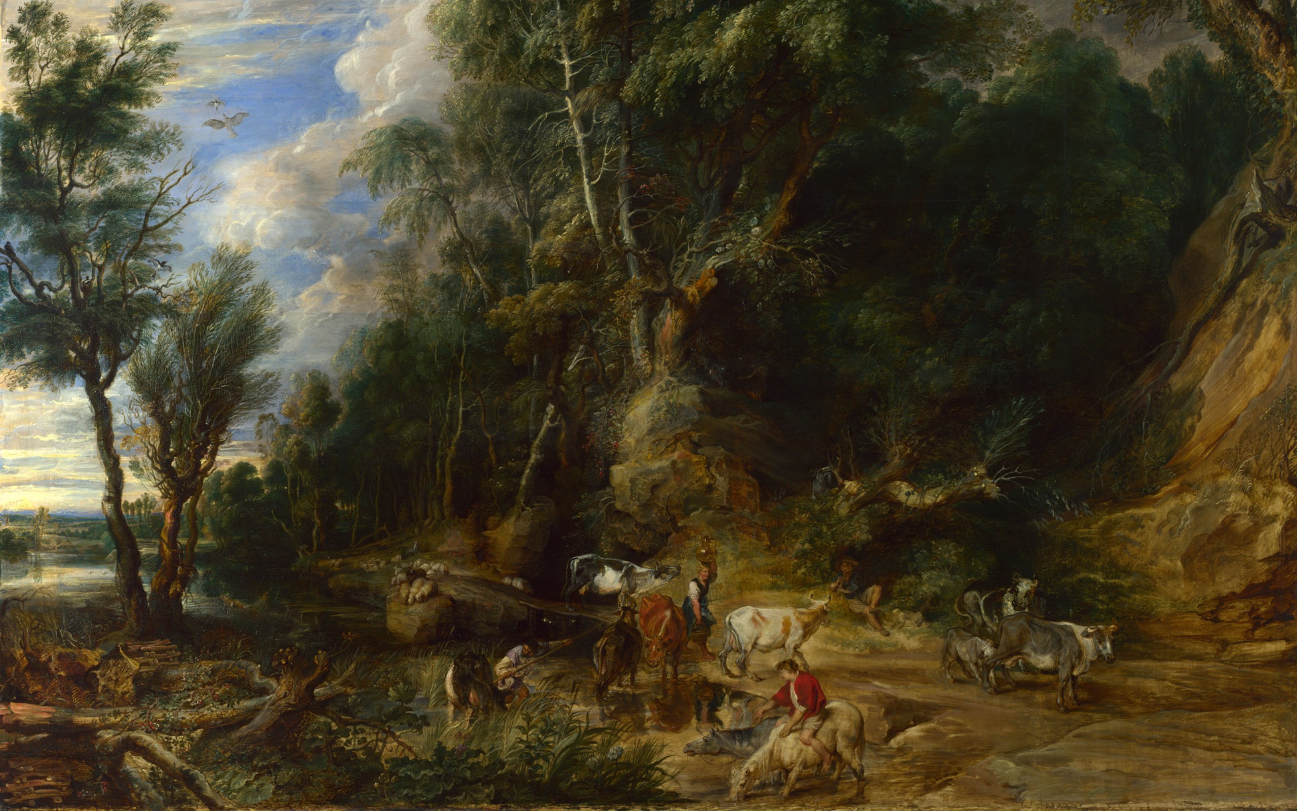 World Famous Paintings Episode Widescreen 5 09 Wallpaper - Peter Paul Rubens The Watering Place - HD Wallpaper 