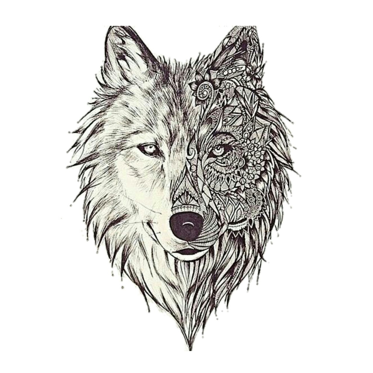 Wolf, Art, And Drawing Image - Wolf Pattern Tattoo - HD Wallpaper 