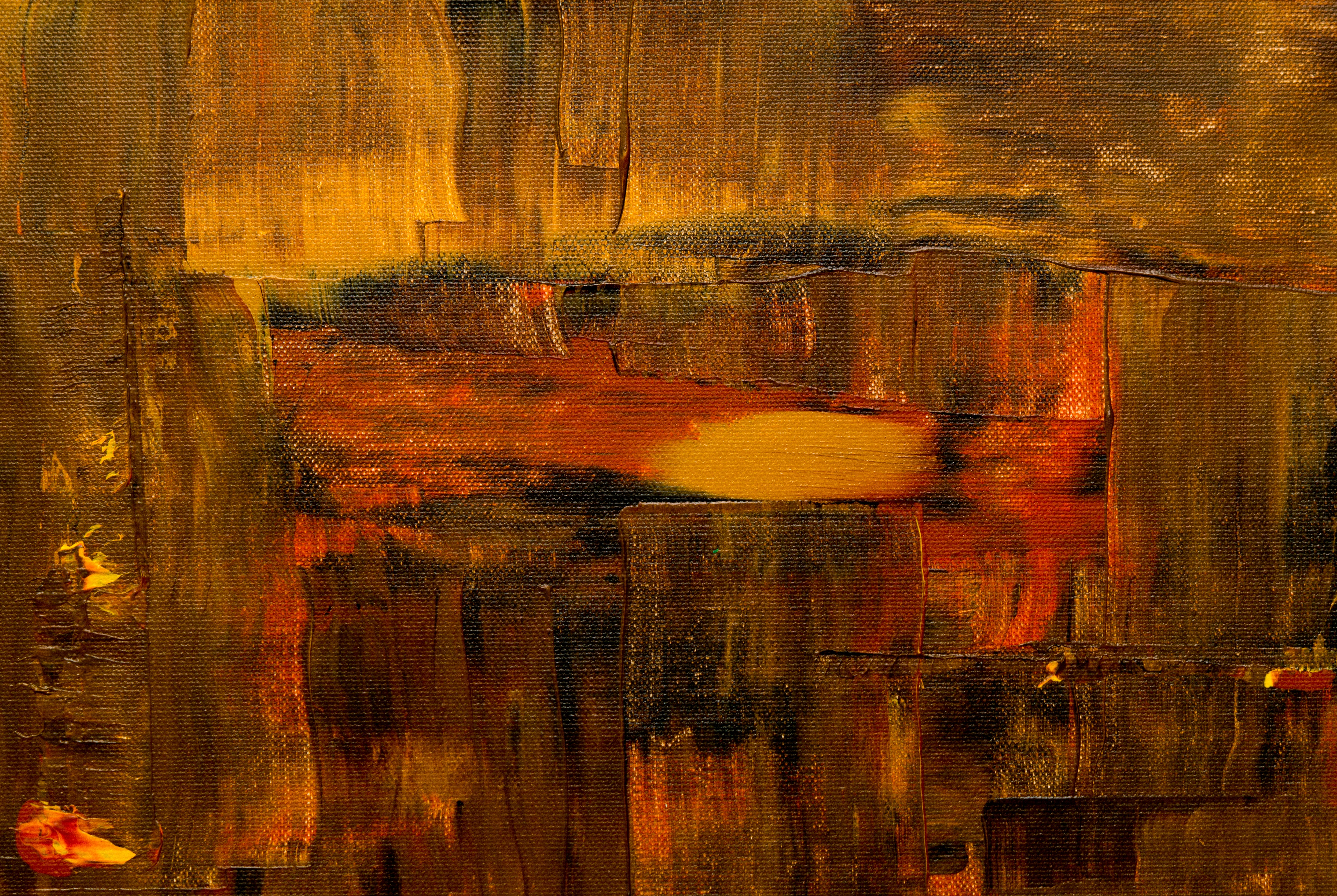 Brown And Orange Abstract Painting - HD Wallpaper 