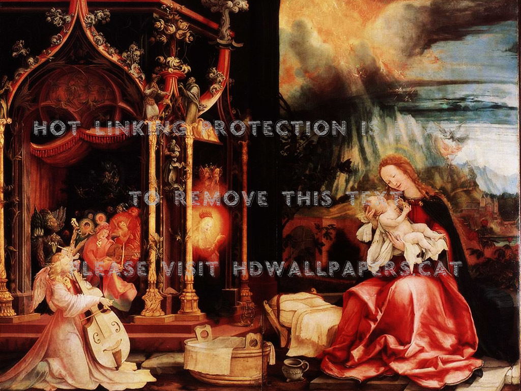 Concert Of Angels And Matthias Grunewald Nativity - Isenheimer Altar - HD Wallpaper 