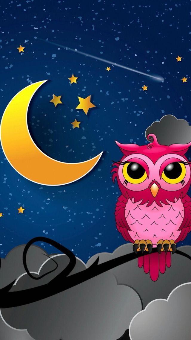 Night Sky With Moon And Owl - HD Wallpaper 