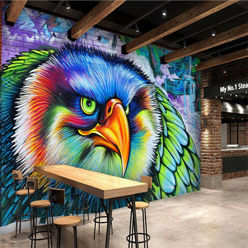 Beibehang Color Owl Graffiti Custom Wall Art Painting - 3d Street Wall Art - HD Wallpaper 