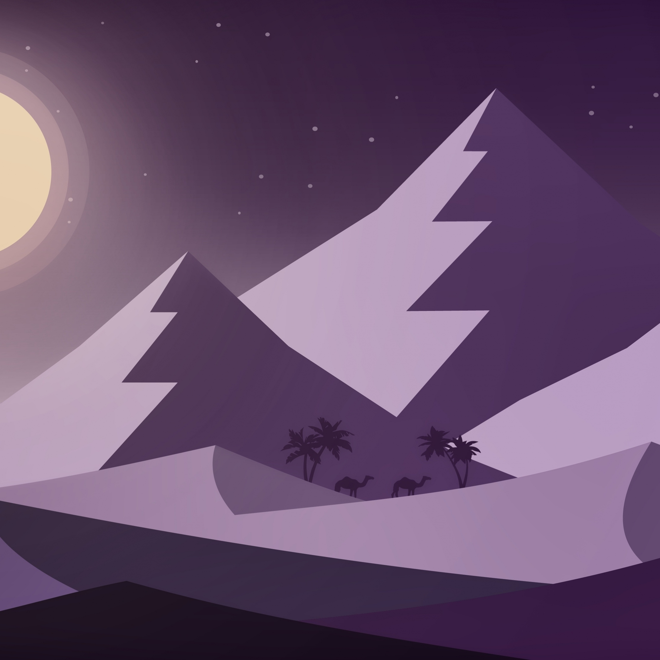 Silhouette, Night, Desert, Digital Art, Wallpaper - HD Wallpaper 