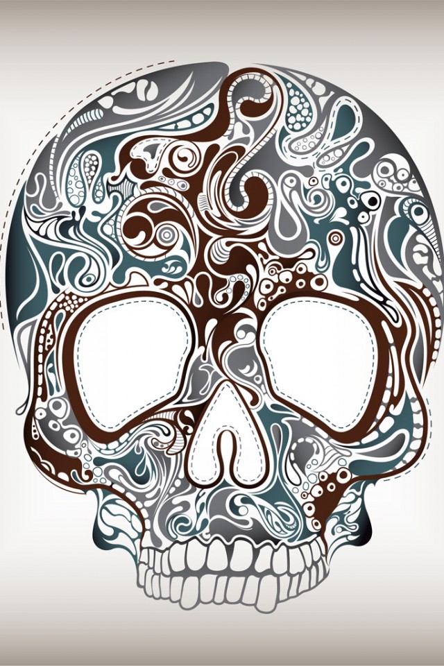 Gray Skull Brown Background - HD Wallpaper 