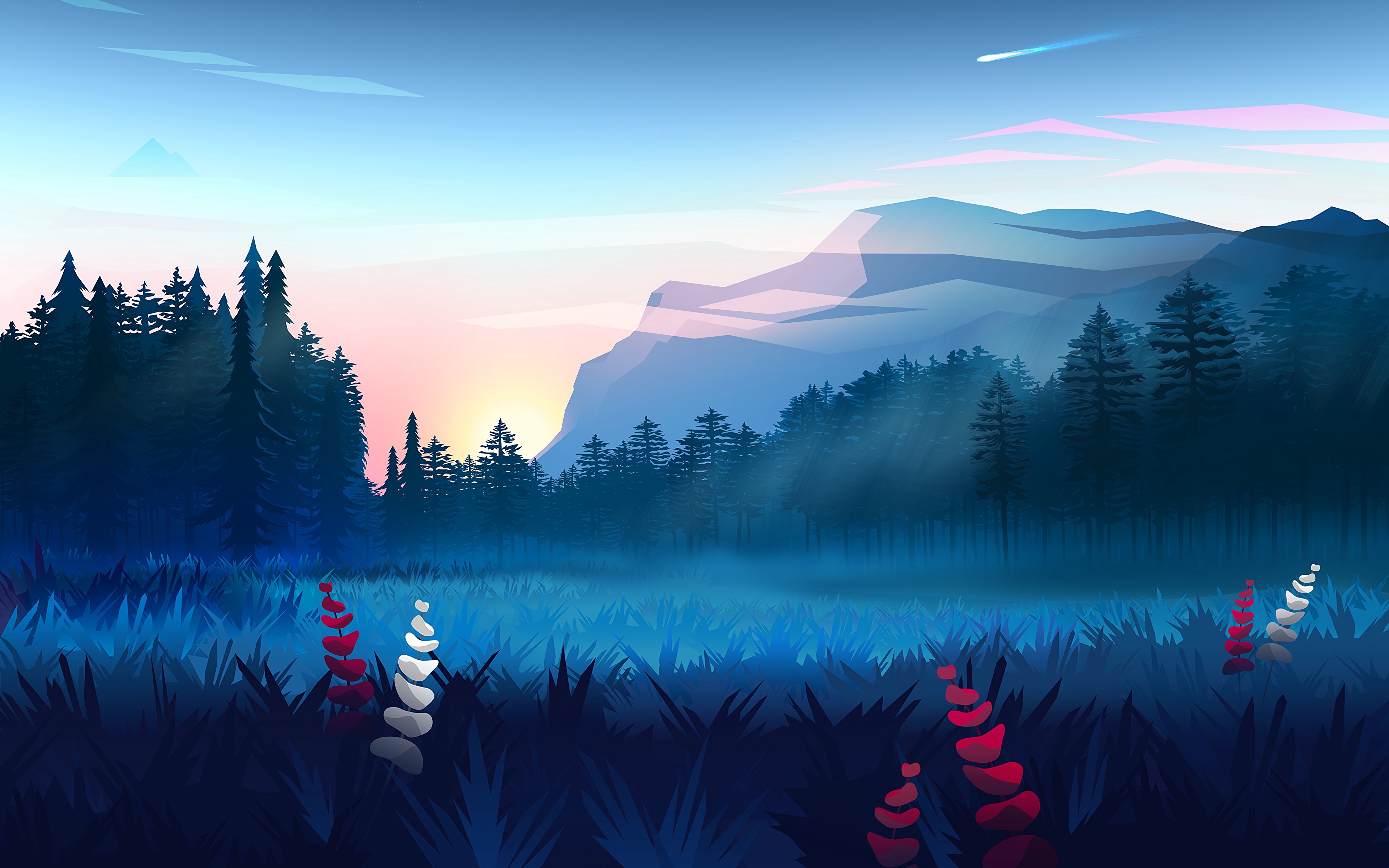 Wallpaper Lawn, Forest, Mountains, Fog, Landscape, - Laptop Wallpaper Hd  Field - 3840x2400 Wallpaper 