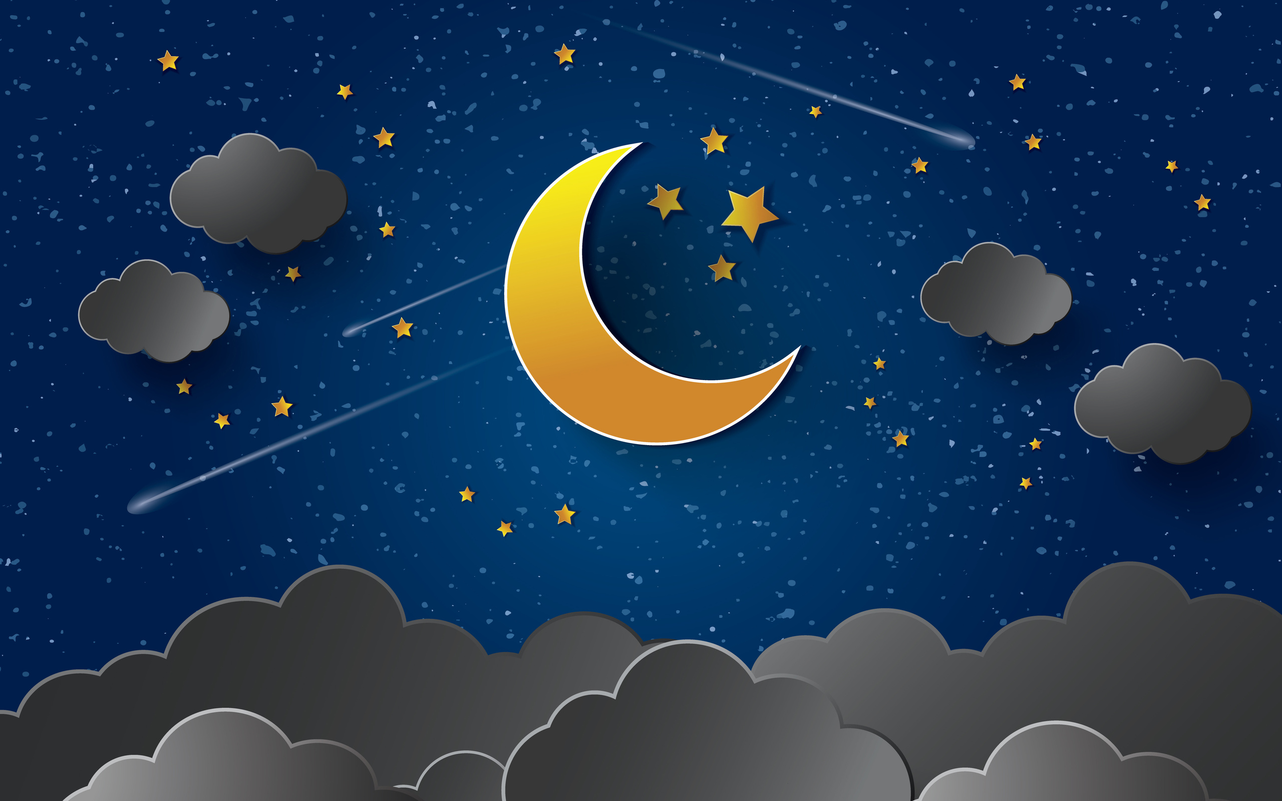 Moon And Shooting Stars - HD Wallpaper 