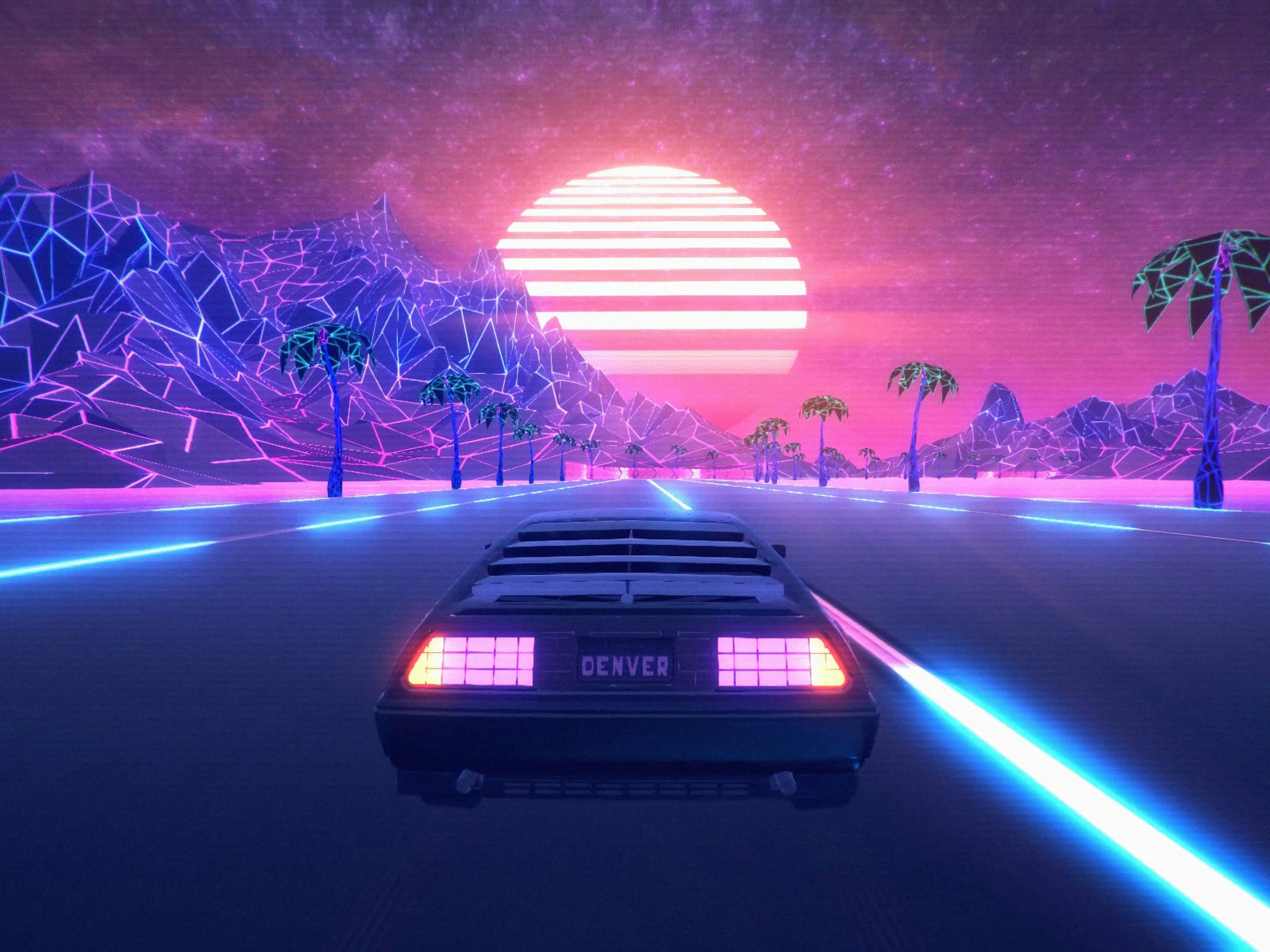 Retrowave Car - HD Wallpaper 