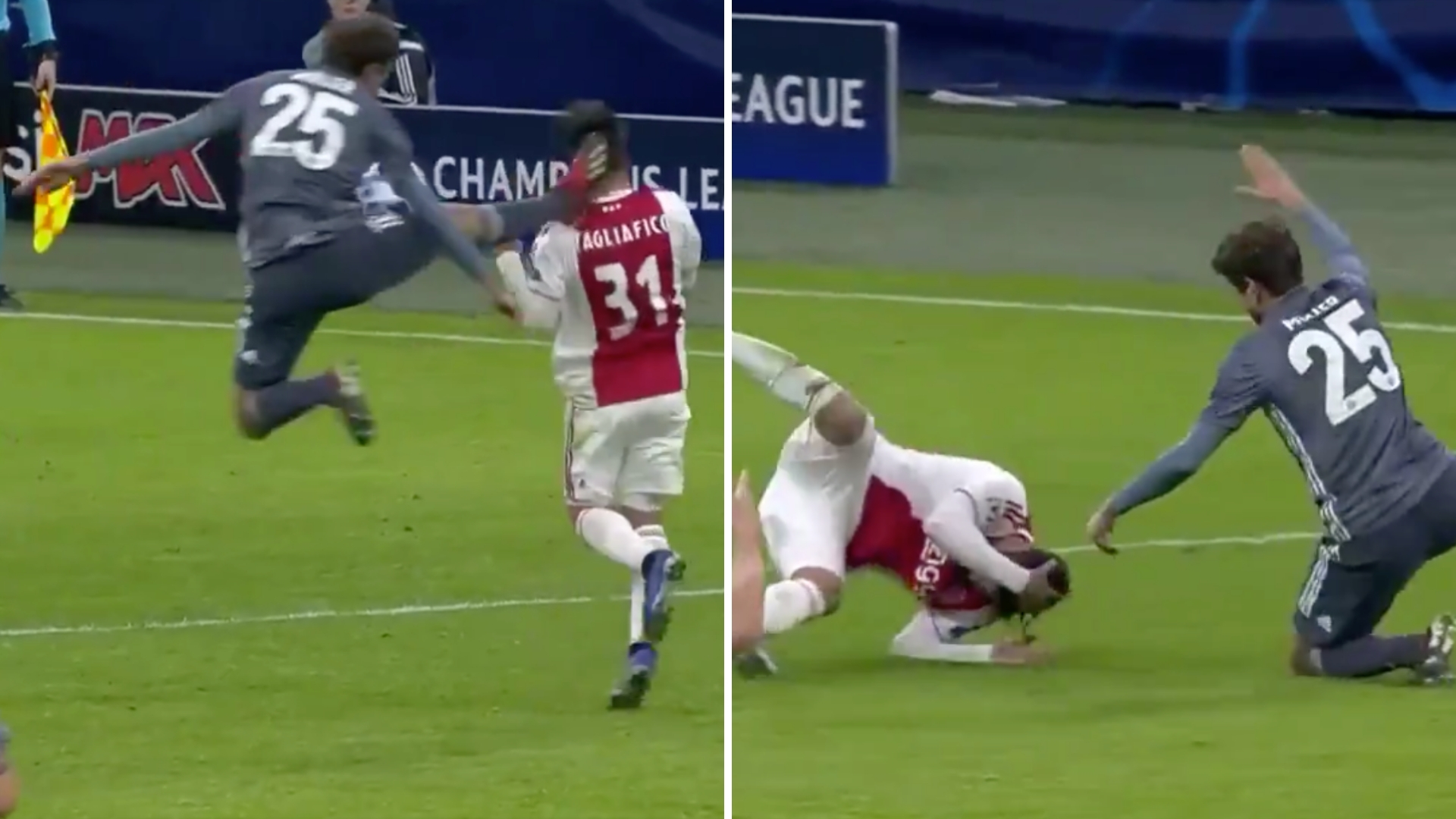 Thomas Müller Almost Decapitates Ajax Player With Karate - HD Wallpaper 