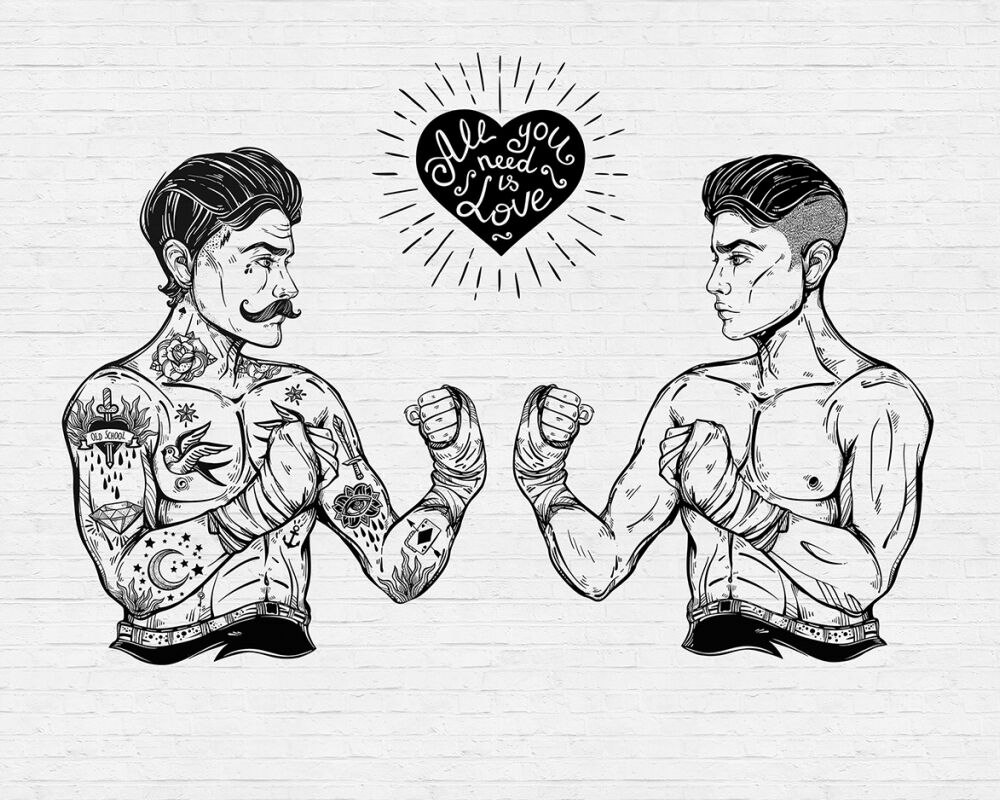 Kathrin Und Mark Patel Photo Wallpaper Iconic 1 Dd110401 - Old School Boxing Tattoos - HD Wallpaper 