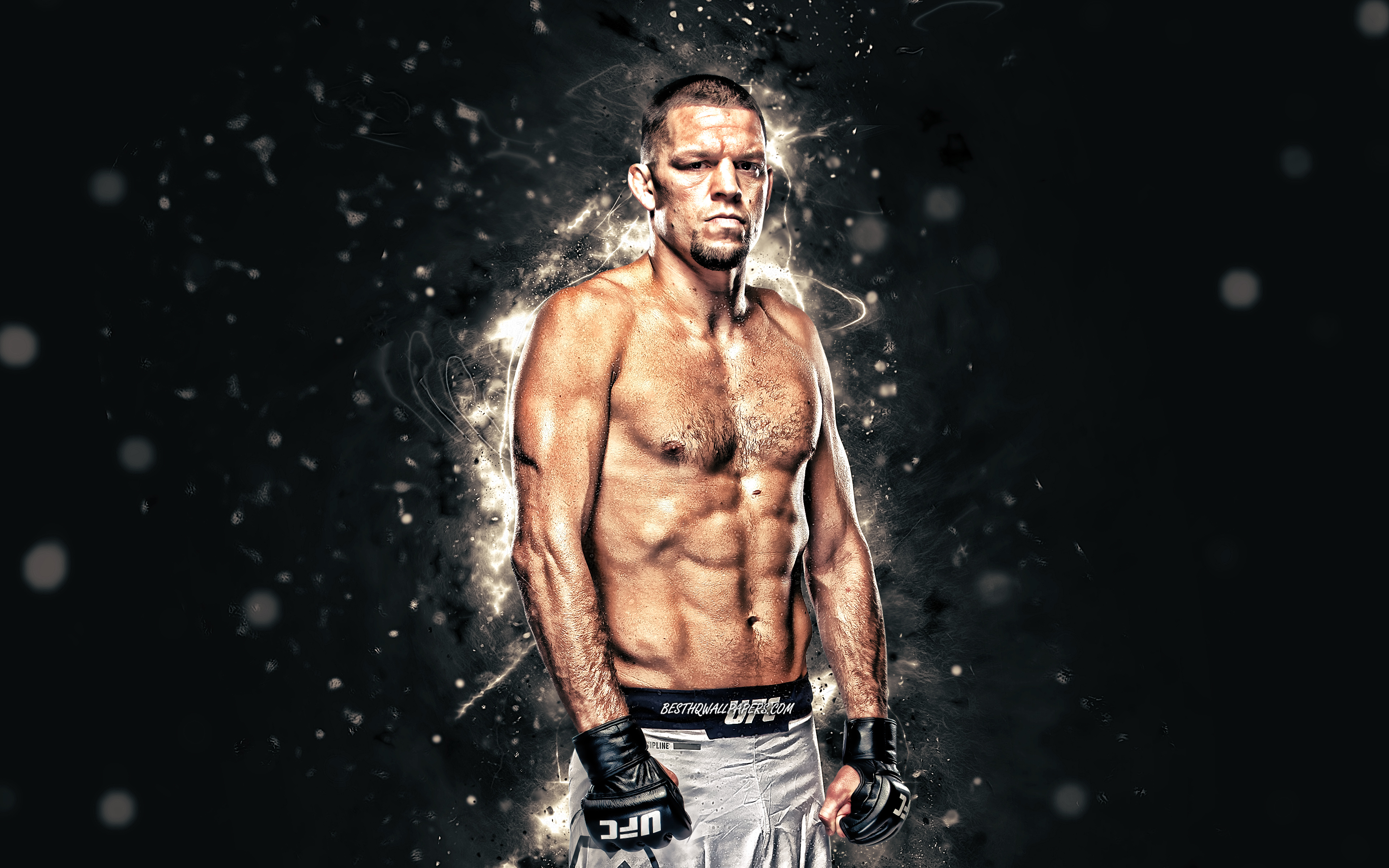 Nate Diaz, 4k, White Neon Lights, American Fighters, - Nate Diaz Wallpaper Hd - HD Wallpaper 