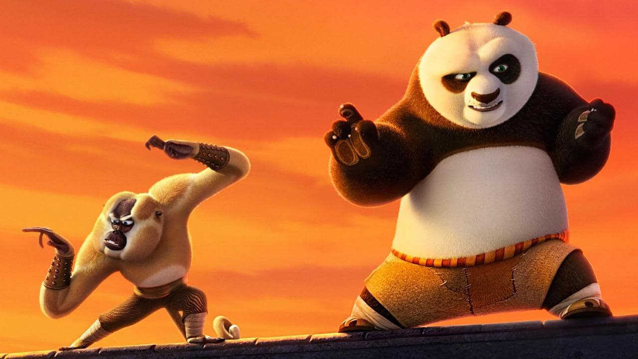 Po And Monkey Kung Fu Panda - HD Wallpaper 