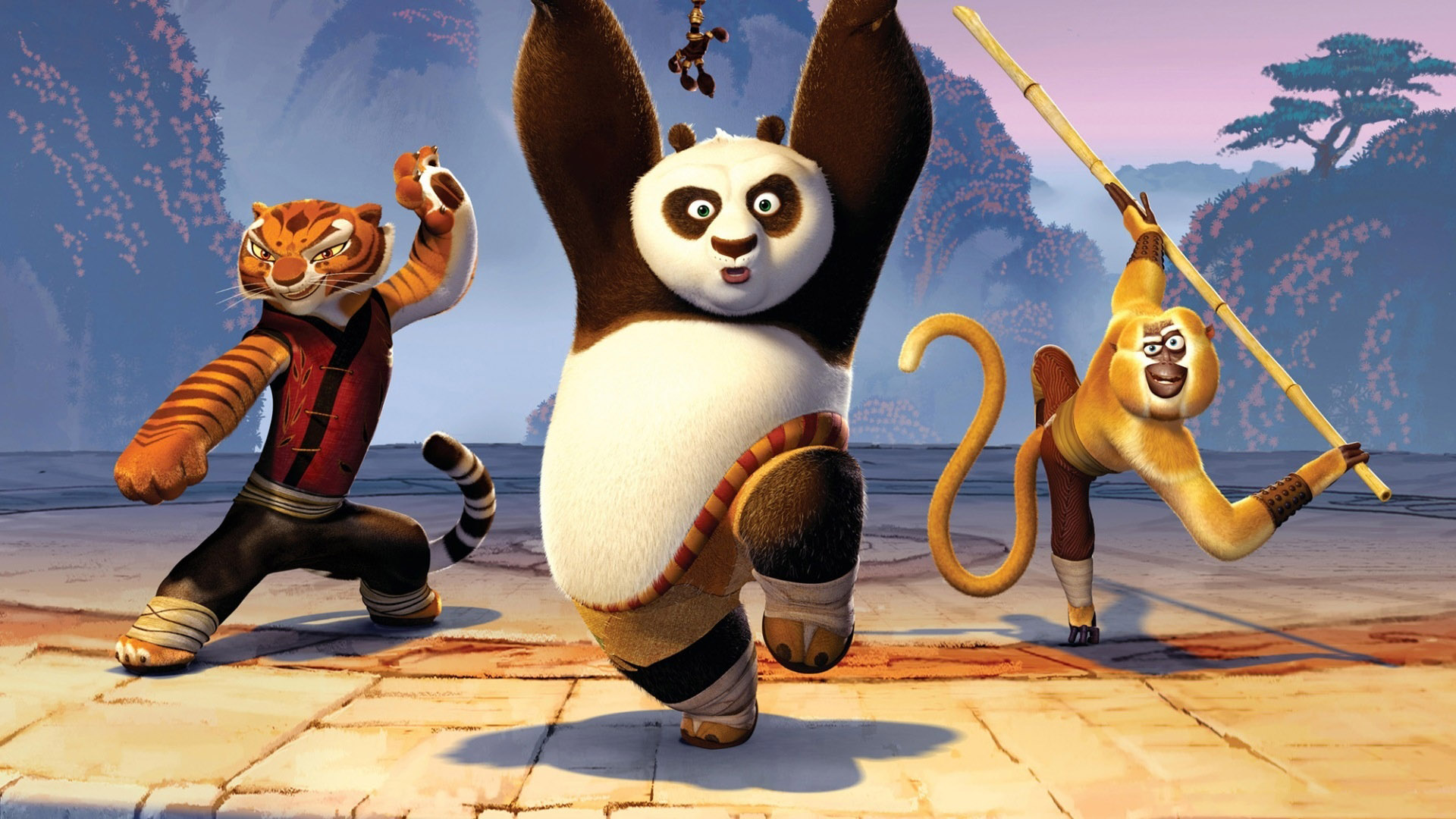 Tigress Kung Fu Panda Monkey - HD Wallpaper 