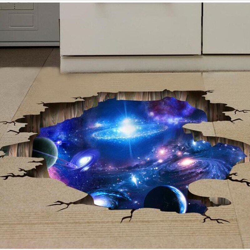 Creative 3d Universe Galaxy Wall Stickers For Ceiling - Wall 3d Painting In Space - HD Wallpaper 