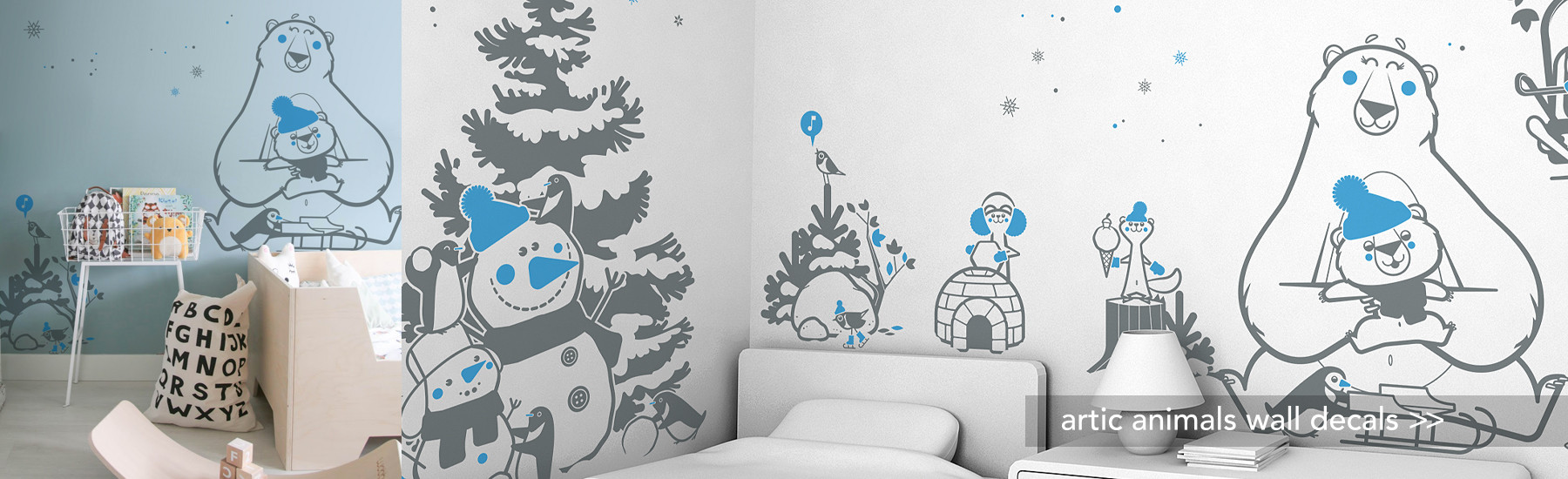 Arctic Animals Wall Decals For Kids Room - Deco Mural Chambre Bebe - HD Wallpaper 