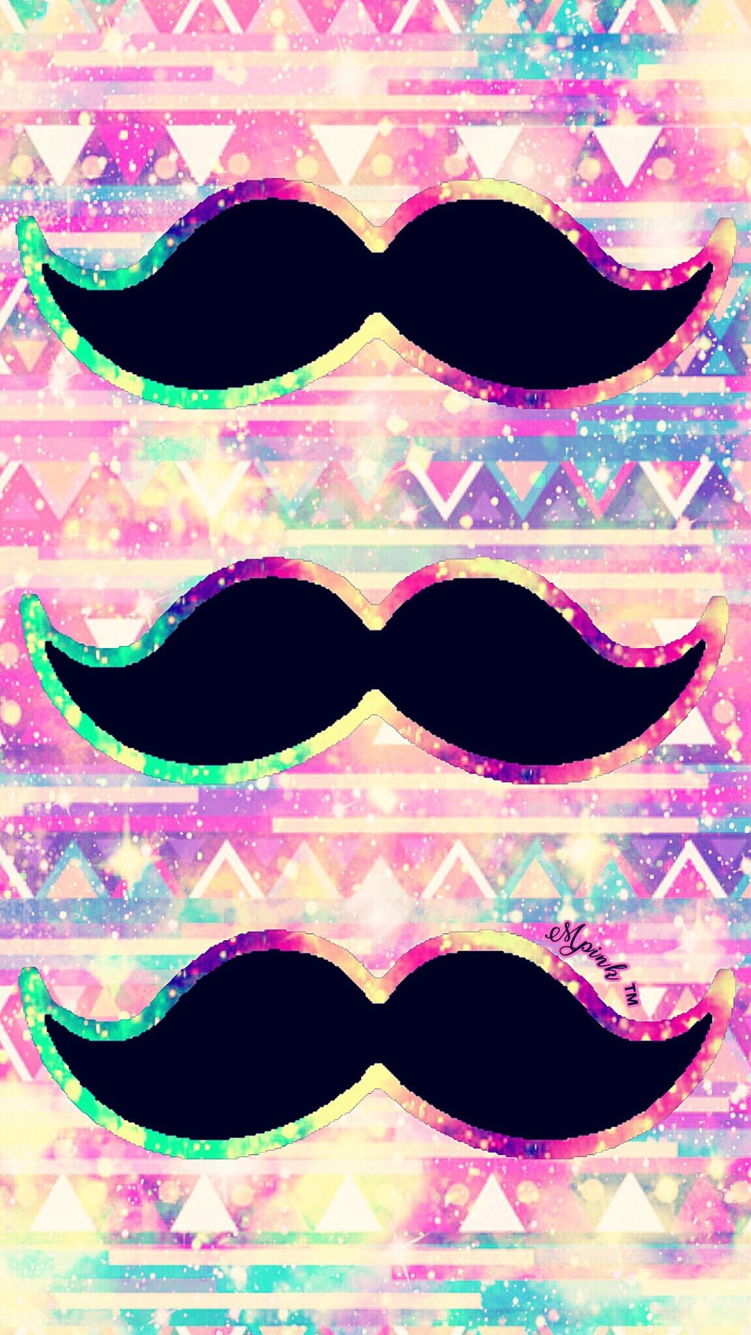 Triple Mustache Galaxy Wallpaper - Girly Mustache - HD Wallpaper 