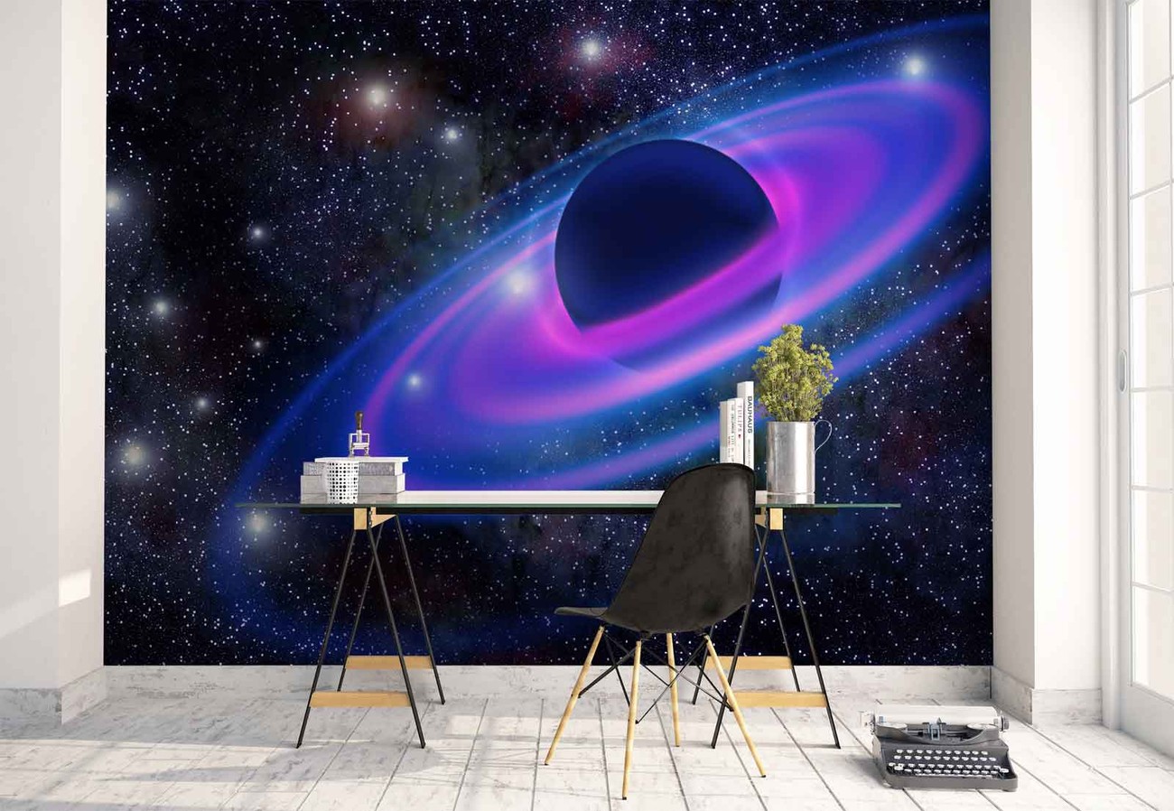 Neon Planet Wallpaper Mural - Neon Tapete - HD Wallpaper 