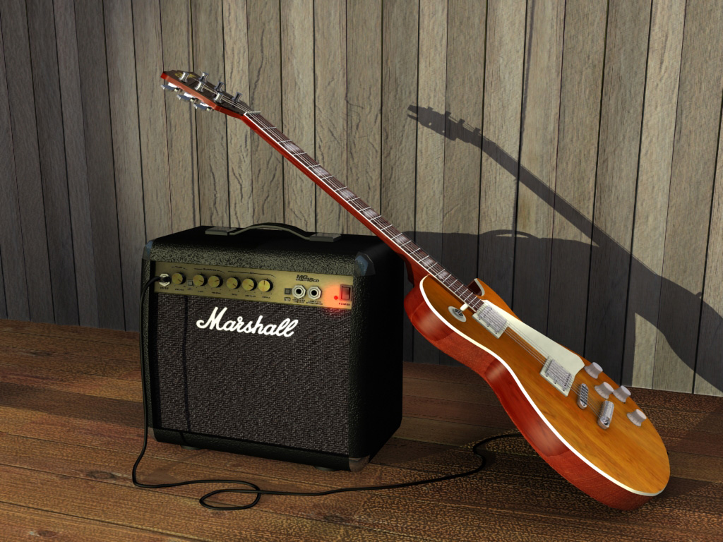 Gibson Les Paul And Marshall Amp - HD Wallpaper 